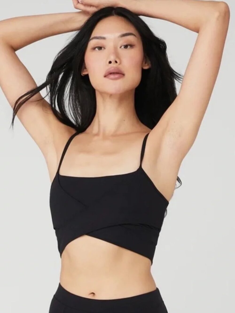 alo Airbrush Enso Bra Black Cross Over Wrap